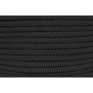 Polyester Double Braided Rope 6mm x 100m, Solid Black