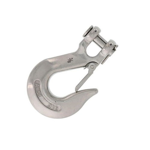 AISI 316 Mooring Chain Hook w Safety Latch 8mm Chain - BL= 4,000KG